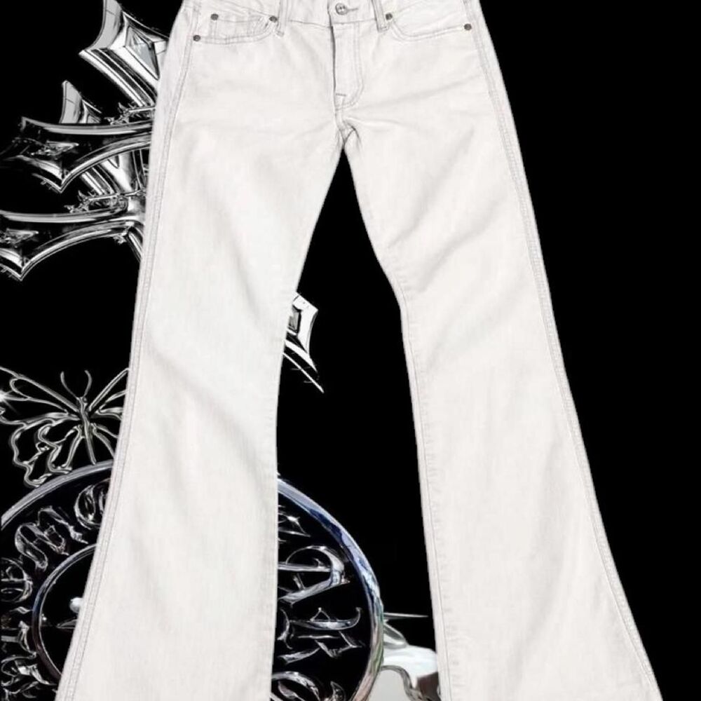 7-for-all-mankind Women's White and Cream Jeans